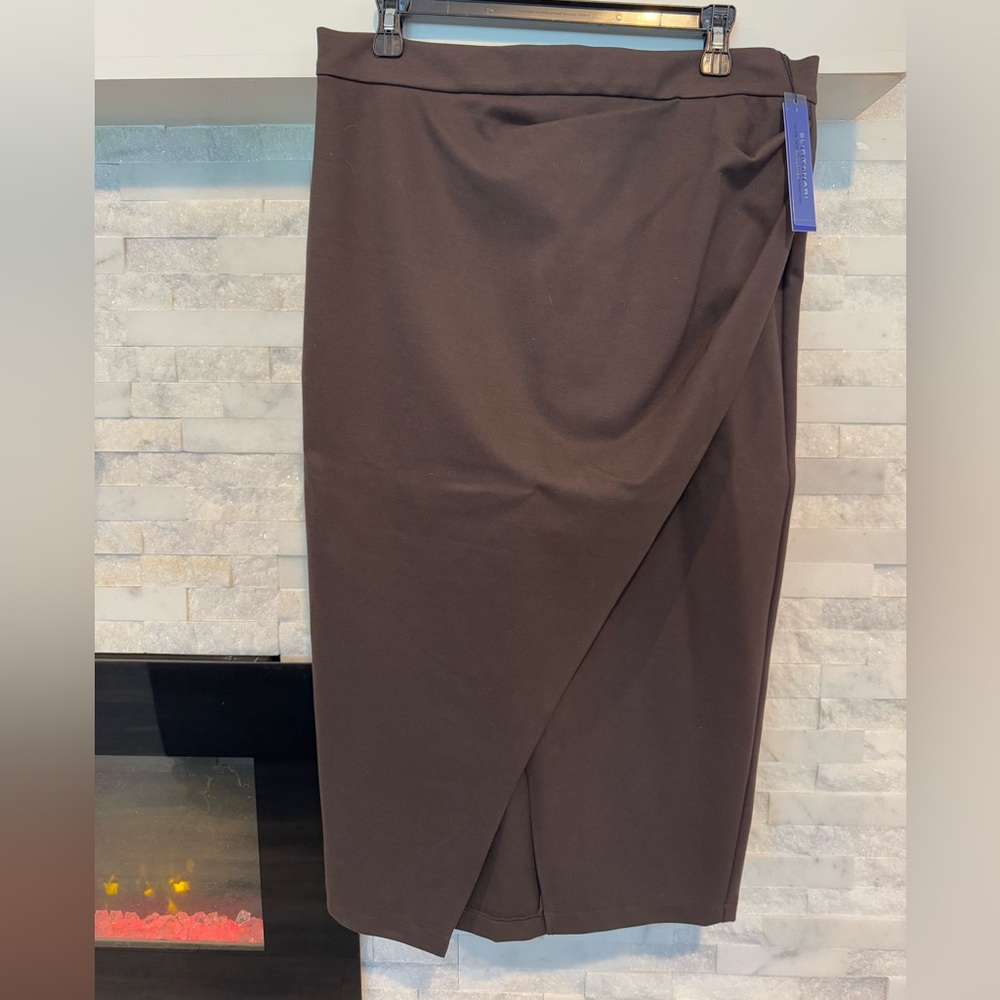 Elie Tahari Espresso NWT Faux Wrap Skirt Brown